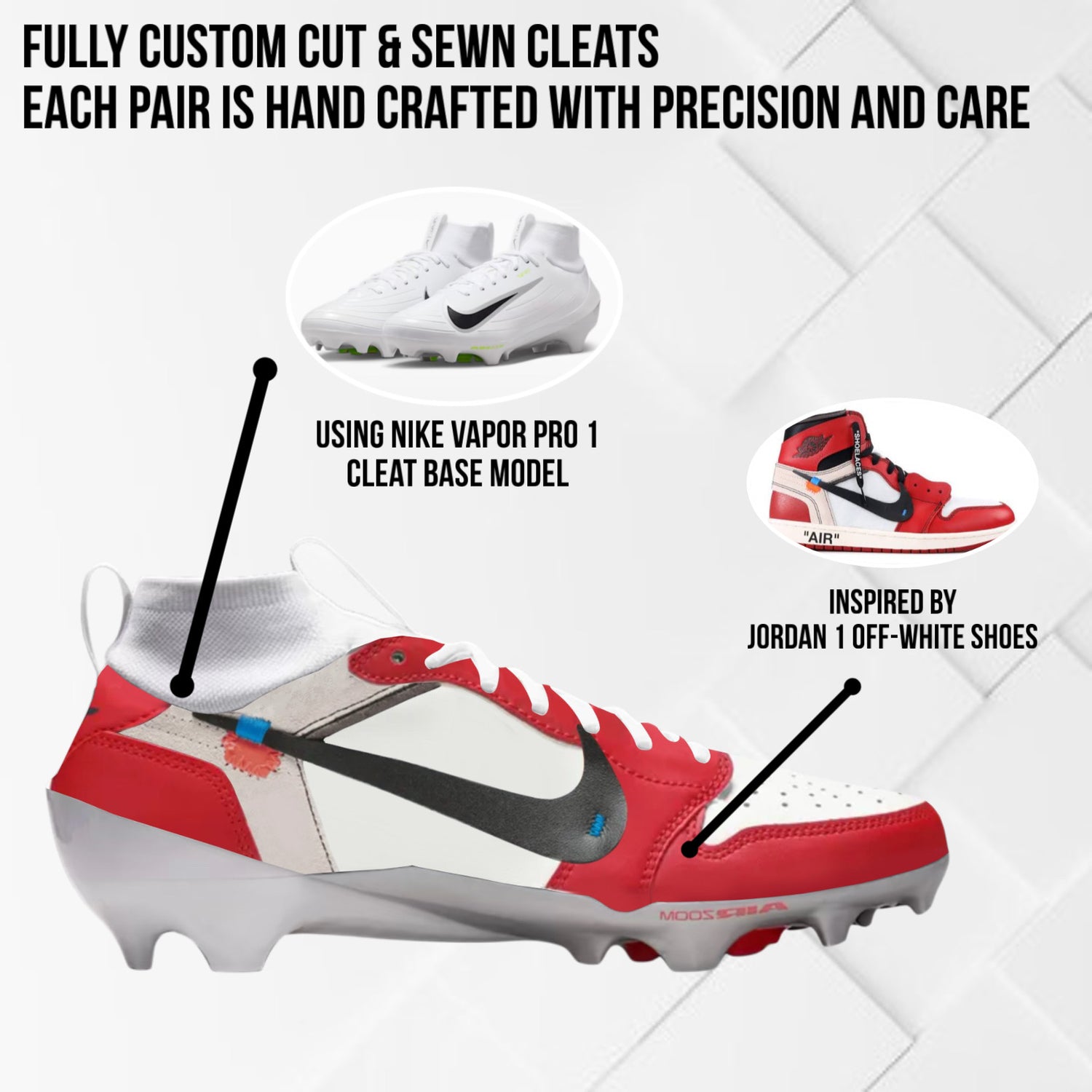 OW Leather 1 Custom Football Cleats JkicksCleats