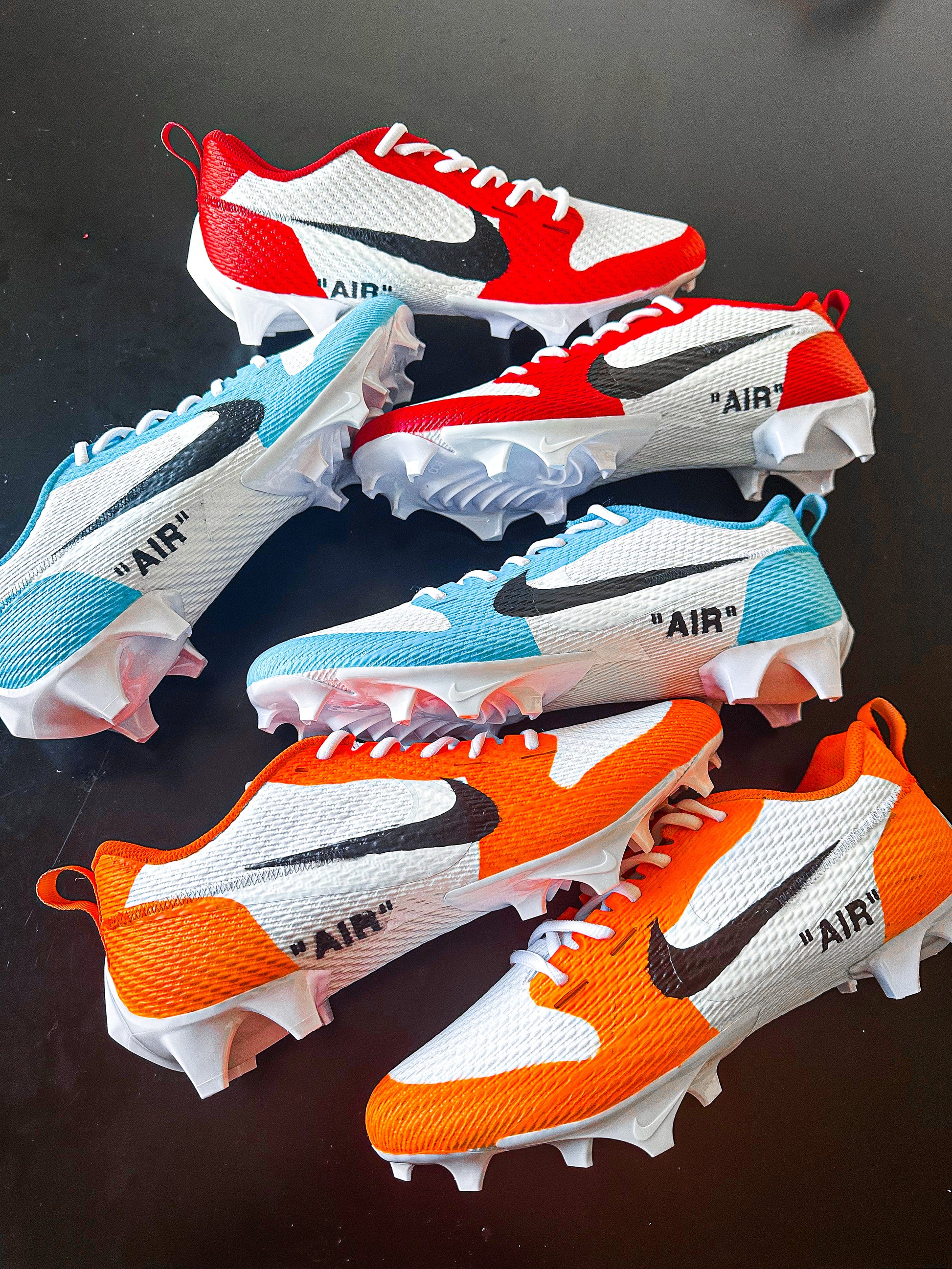 “Off-White” J1 Low Football Cleats 7.5 M / Baby Blue
